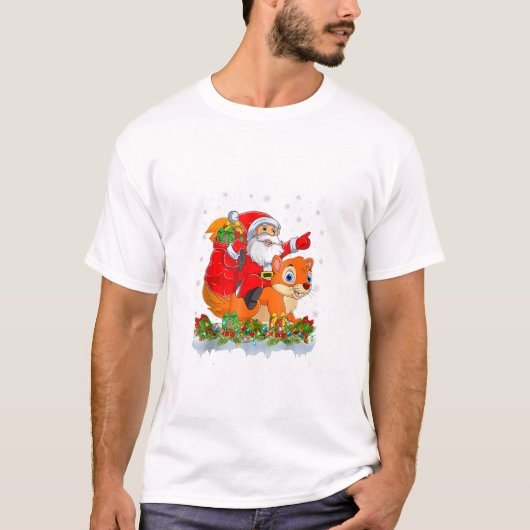 T-shirt Écureuil Lover Père Noël équitation (Devant)