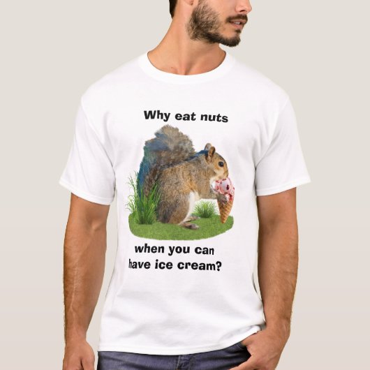 T-shirt Écureuil mangeant le cornet de crème glacée (Devant)