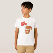 T-shirt Écureuil mignon Animaux Coeurs Ballons Saint Valen (Devant entier)