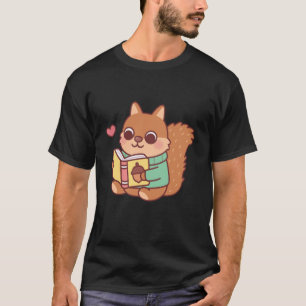 T-shirt Écureuil Mignon Lisant Un Livre Amoureux Anime Kaw