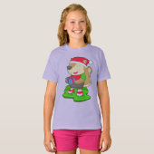 T-shirt Écureuil Noël Patinage en ligne (Devant entier)