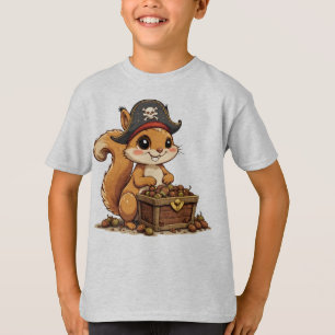 T-shirt Écureuil Pirate avec Trésor de Glands Drôle et Mig