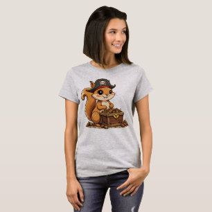 T-shirt Écureuil Pirate avec Trésor de Glands Drôle et Mig