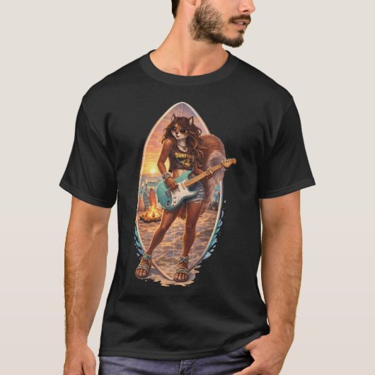 T-shirt Écureuil Surf Rock (Devant)