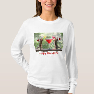 T-shirt Écureuils de Père Noël buvant un cocktail