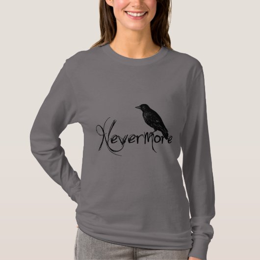 T-shirt Edgar Allen Poe Raven plus jamais Halloween (Devant)