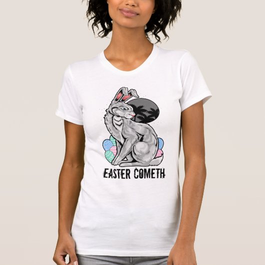 T-shirt Edgy Bunny Pâques Pâques Pâques arrive (Devant)