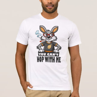 T-shirt Edgy Cartoon Rabbit avec lunettes et cigarette