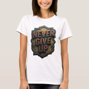 T-shirt Edgy Orange slogan NE JAMAIS ABANDONNER