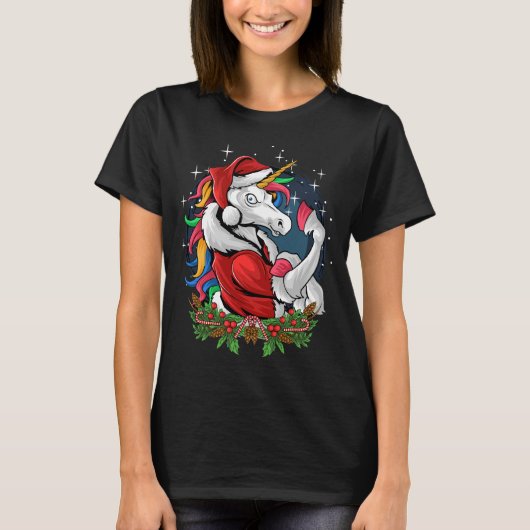 T-shirt Edgy Père Noël Unicorn (Devant)