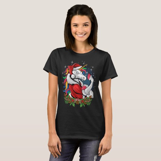 T-shirt Edgy Père Noël Unicorn (Devant entier)