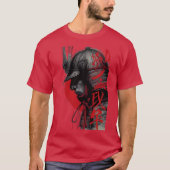 T-shirt Edgy Samurai Warrior Japanese Ink Art Red Sun (Devant)