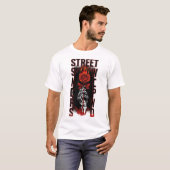 T-shirt Edgy Skeleton Hand Holding Burning Rose Streetwear (Devant entier)