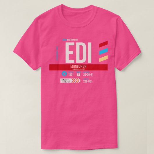 T-shirt Édimbourg Code aéroport EDI Bague C (Design devant)
