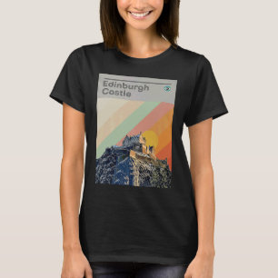 T-shirt Edinburgh Castle Rainbow Print Retro Style 60s