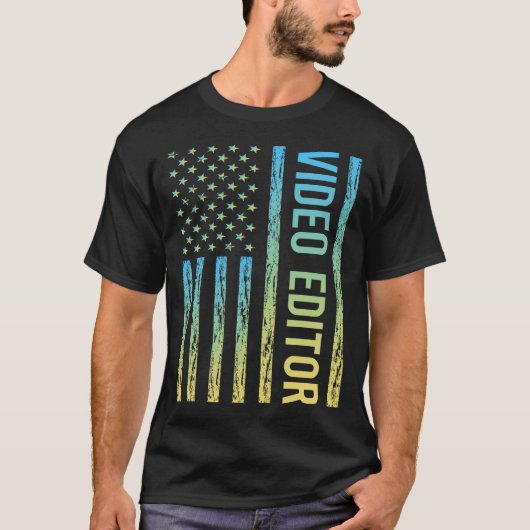 T-shirt Éditeur vidéo bleu jaune (Devant)