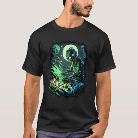 T-shirt EDM Alien Rave Astronaut Alien DJ Alien DJing in S (Devant)