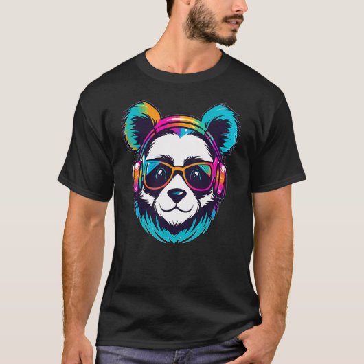 T-shirt EDM Festival Rainbow Rave Panda (Devant)