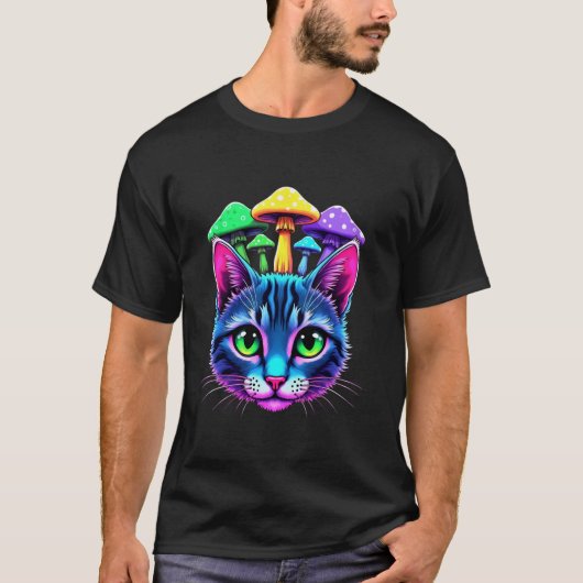 T-shirt EDM Rave Trippy Chat Mushroom Psychedelic Festival (Devant)