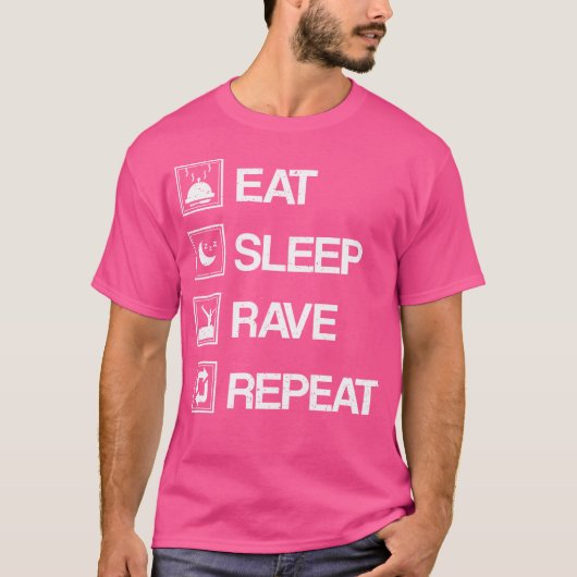 T-shirt Edm Raver Cadeaux - Mangez Sleep Rave Répéter (Devant)