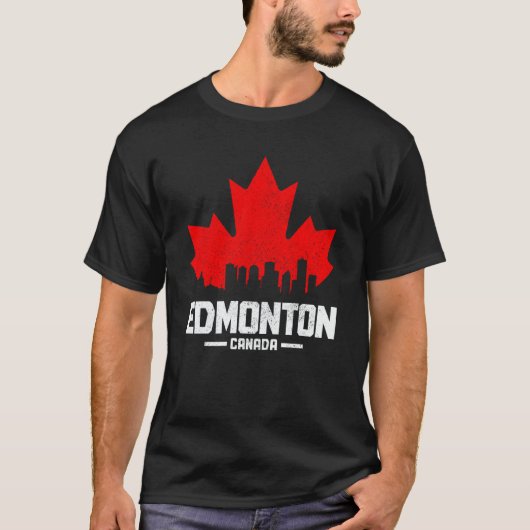 T-shirt Edmonton Alberta Canada Maple Leaf Canadian Flag S (Devant)