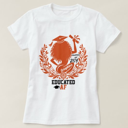 T-shirt "Educated AF" Twerk Team Orange Graduation Party (Design devant)
