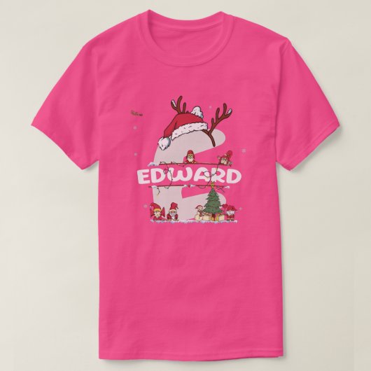 T-shirt Edward Christmas w Edward Nom pour les Noël drôles (Design devant)
