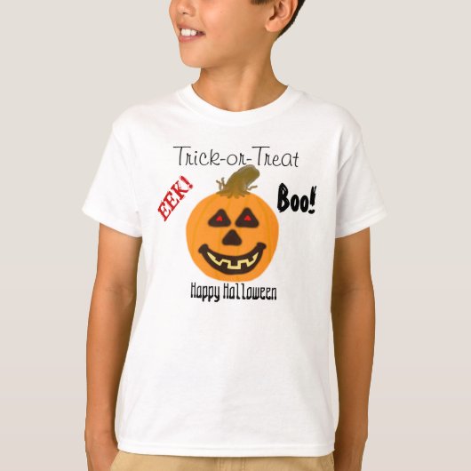 T-shirt EEK Halloween Smiling Citrouille Trick-or-Treat Bo (Devant)