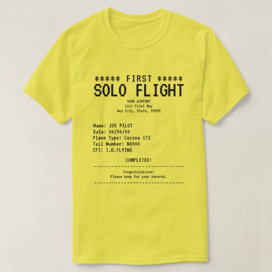 T-shirt Eerste Solovlucht (Design voorkant)