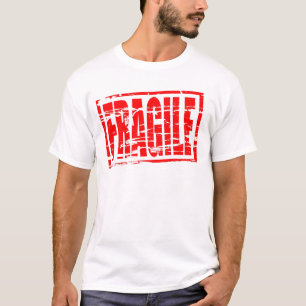 T-shirt Effet de tampon en caoutchouc rouge fragile