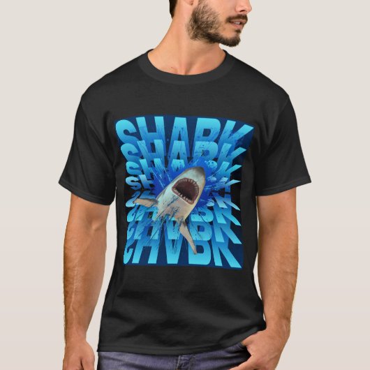 T-shirt effet de texte requin typographie (Devant)