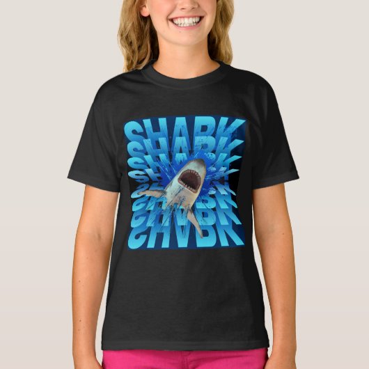 T-shirt effet de texte requin typographie (Devant)