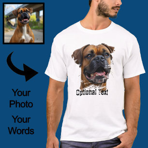 T-shirt Effet Grunge Mignon Personnalisé Photo de Chien po