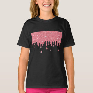 T-shirt Effet Parties scintillant rose et étincelles