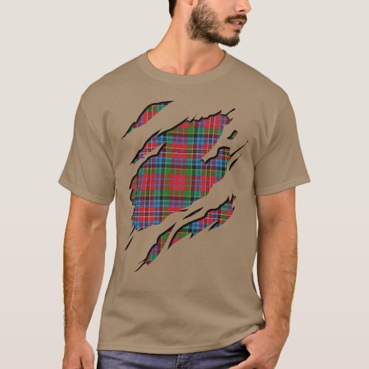 T-shirt Effets de plaid de tartan de Kidd de clan (Devant)