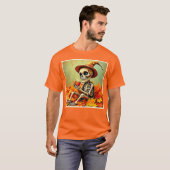 T-shirt Éffrayant Automne Skeleton's Coffee Break Design (Devant entier)