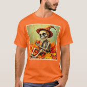 T-shirt Éffrayant Automne Skeleton's Coffee Break Design (Devant)