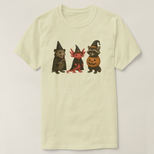 T-shirt Éffrayant Axolotl Raccoon Possum | Halloween Creep (Design devant)