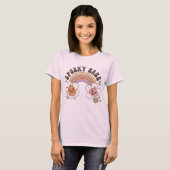 T-shirt Éffrayant Babe Fleur Citrouille Rainbow Retro Hall (Devant entier)