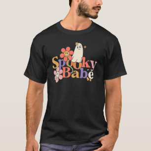 T-shirt Éffrayant Babe Floral Ghost Retro Halloween Super