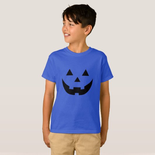 T-shirt Éffrayant bleu noir Jack-o'-lantern mignon Hallowe (Devant entier)