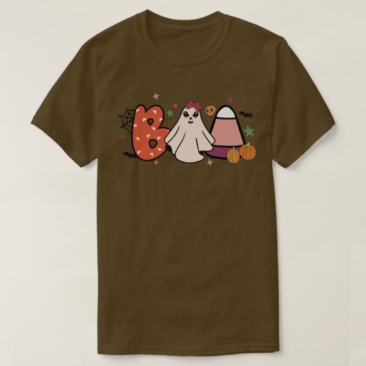 T-shirt Éffrayant Boo Hippie Ghost Costume Citrouille Supe (Design devant)