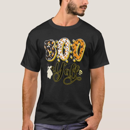 T-shirt Éffrayant Boo Y'all Ghost Halloween Hommes Femmes  (Devant)