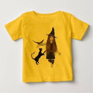 T-shirt effrayant de chat de petite de sorcière