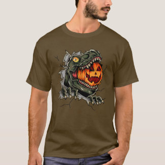 T-shirt Éffrayant Dinosaure Manger Citrouille Bonne Hallow