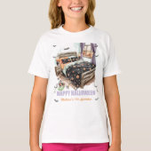 T-shirt éffrayant en cuir avec Mains de squelette (Devant)