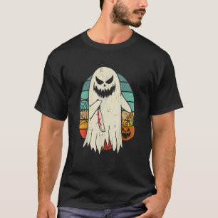 T-shirt Éffrayant Ghost Retro Halloween Costume Hommes Fem