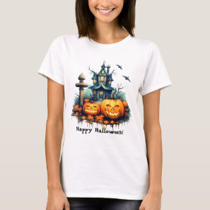 T-shirt Éffrayant Halloween Castle T Shirt