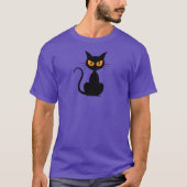 T-shirt éffrayant Halloween Chat Noir Orange (Devant)