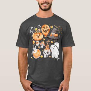 T-shirt Éffrayant Halloween Ghost Citrouille Witchy Orange